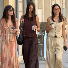 Salome Mory wearing brown pants with a brown crochet top