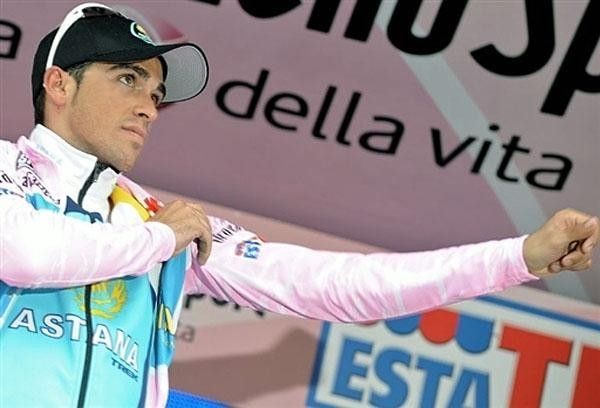 Contador knows how yellow feels and now he knows how pink feels, too.