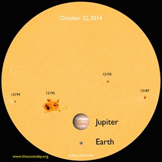 Jupiter-sized sunspot AR 12192 