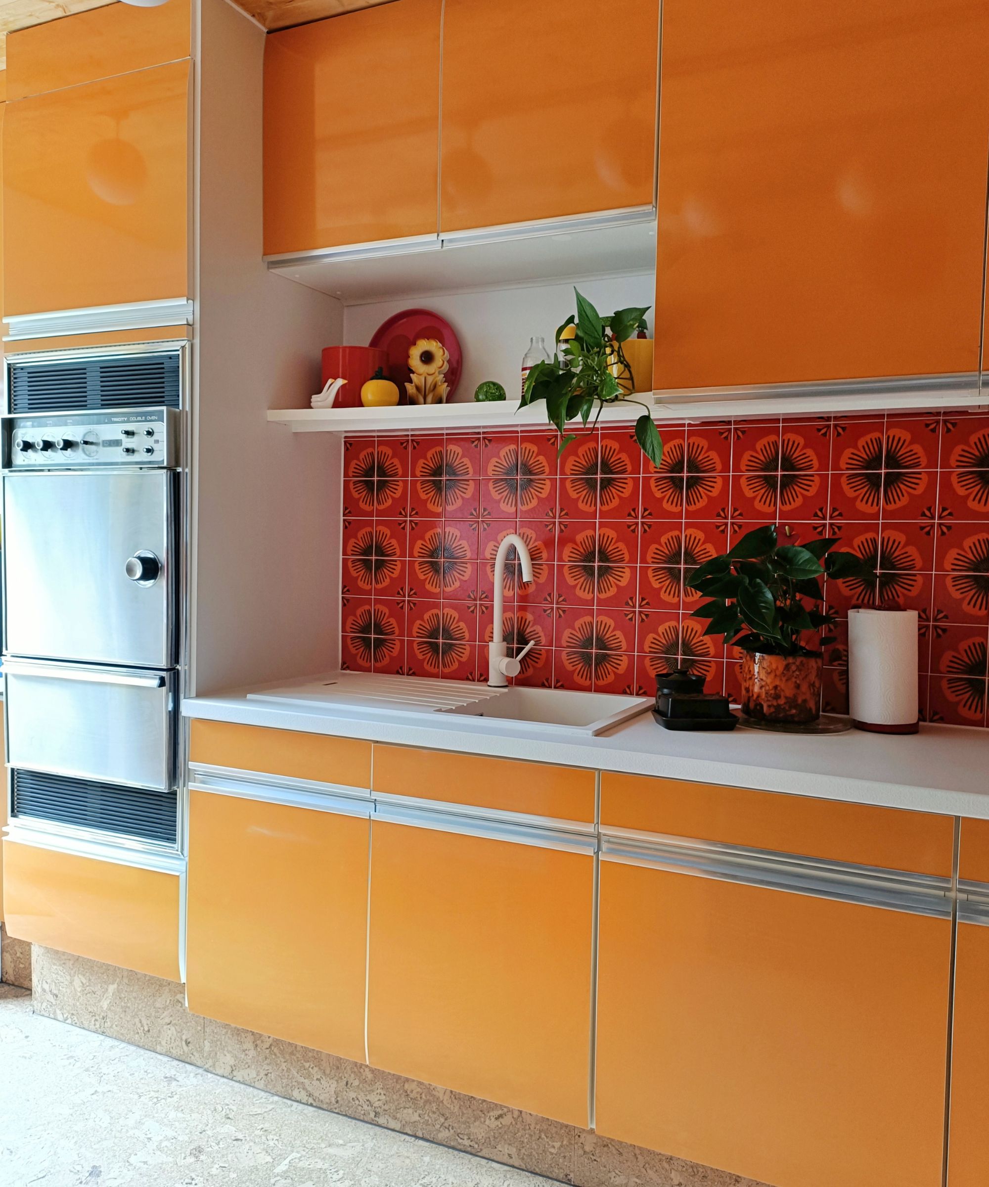 Orange 1970s kitchen