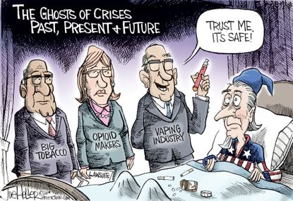 Editorial Cartoon U.S. Health Crises Tobacco Opioids Vaping