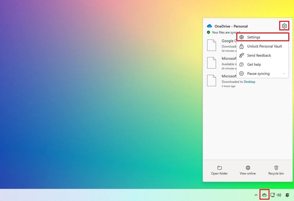 OneDrive open settings on Windows 11