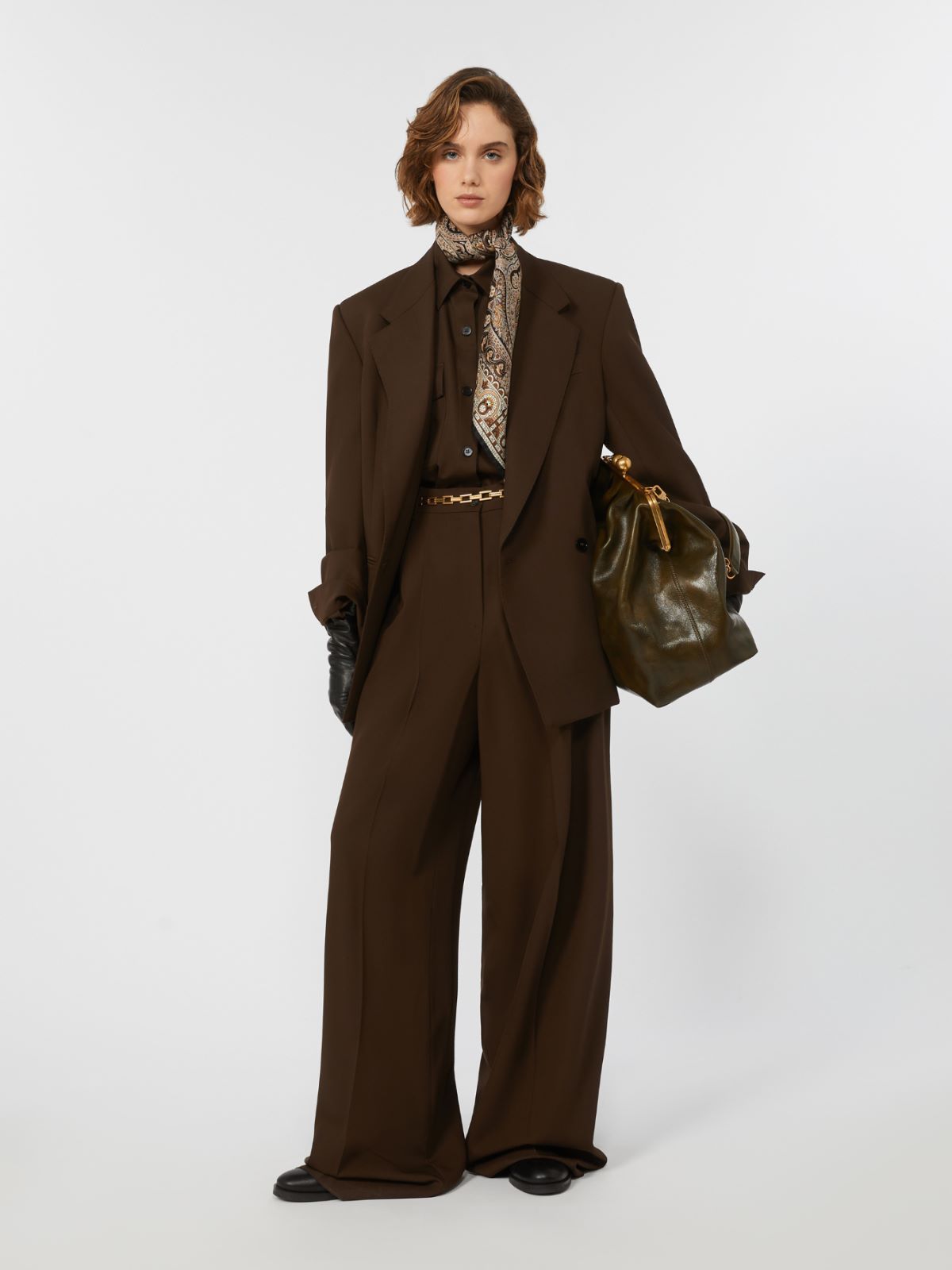 Wool Twill Blazer - Dark Brown