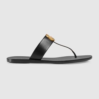 Leather Thong Sandal With Double G