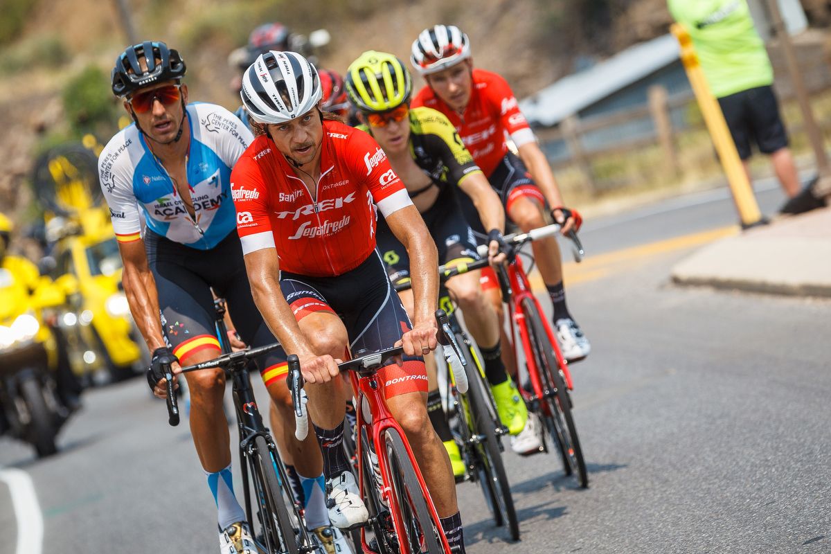 Kiel Reijnen (Trek-Segafredo) leads the breakaway during stage 5 at the Tour of Utah