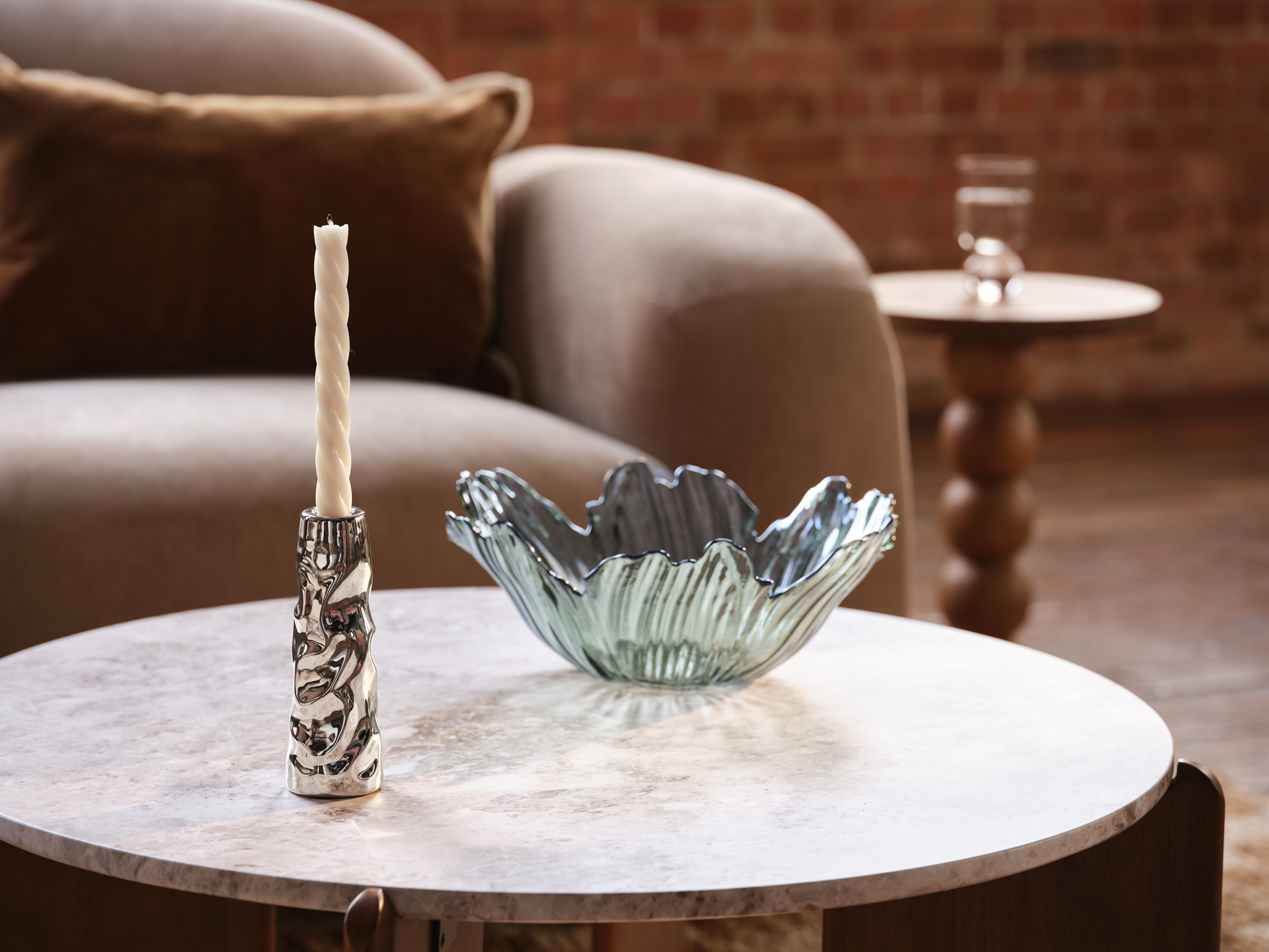 green bowl on a round table