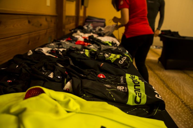Clothing awaits riders at Cannondale-Garmin's Aspen gathering