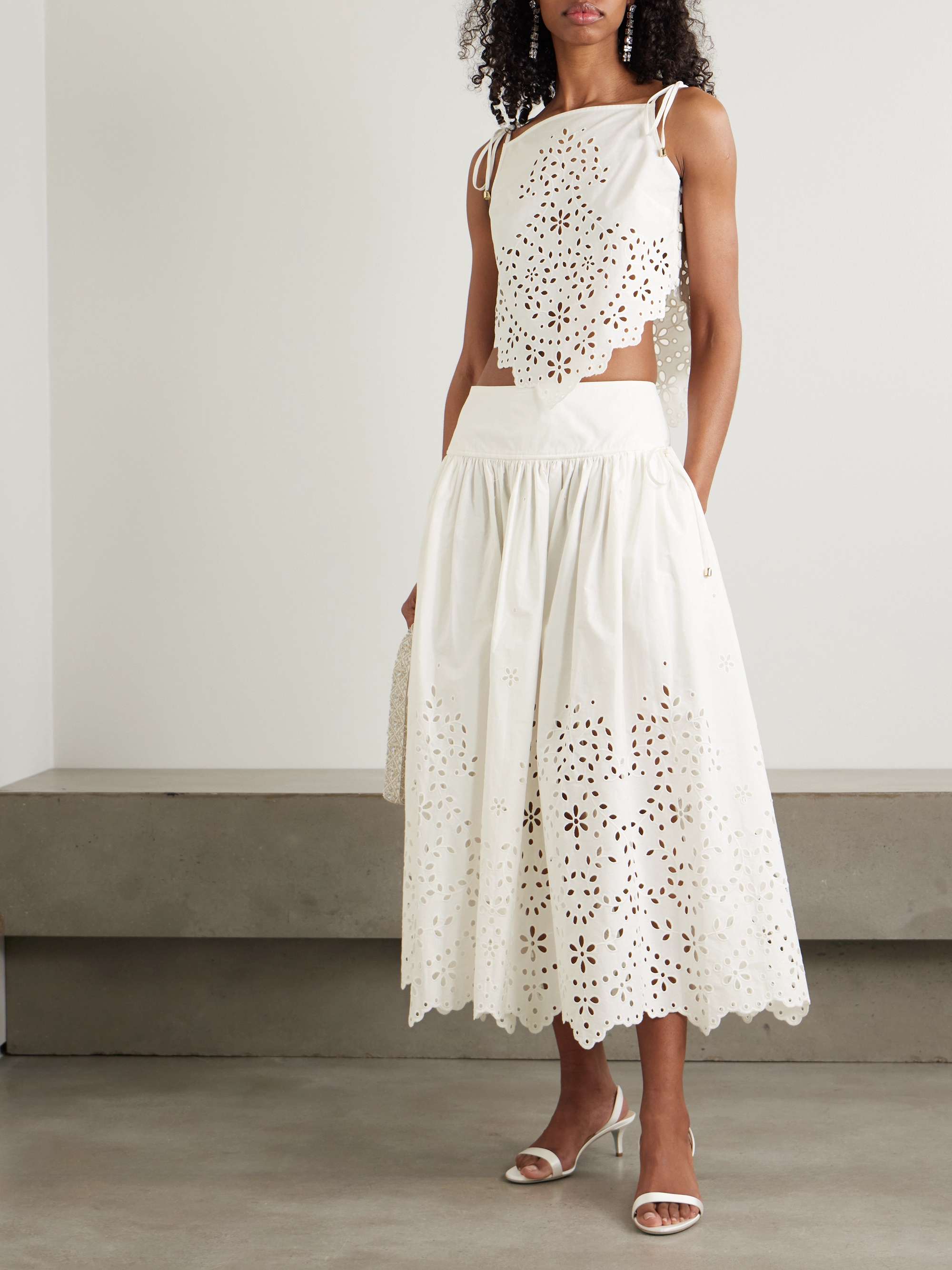 Cropped Broderie Anglaise Cotton Camisole
