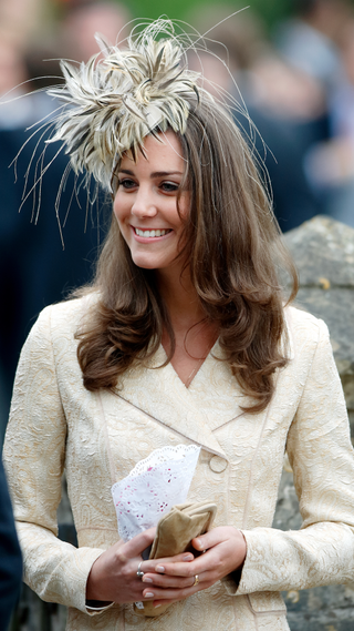 Kate Middleton attends the wedding of Laura Parker-Bowles and Harry Lopes at St Cyriac's Church on May 6, 2006 in Lacock, England