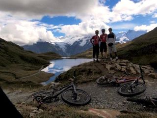 Christoph Sauser, Burry Stander and Sam Hill on a ride in Switzerland