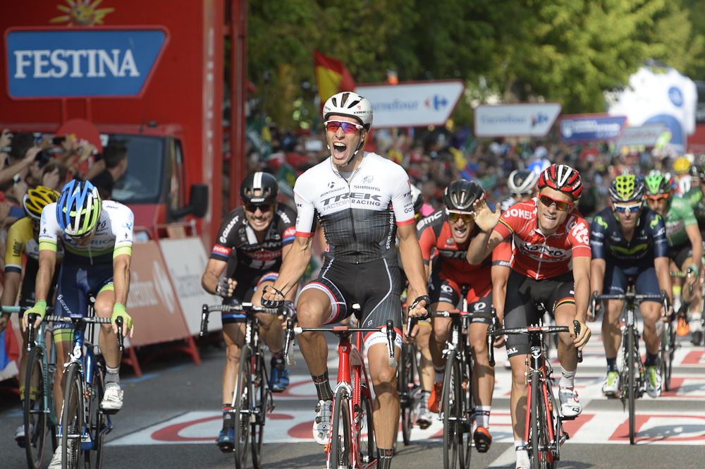 Danny van Poppel (Trek Factory Racing) wins stage 12 of the 2015 Vuelta a Espana.