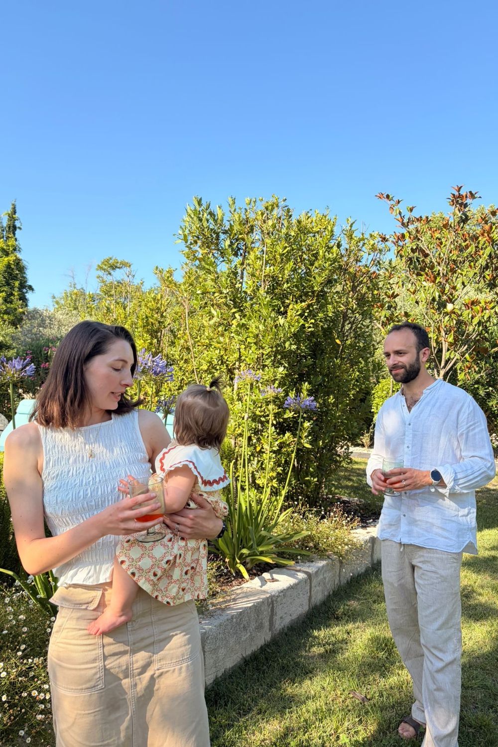 Jenny Rowe-Patel with her husband and baby