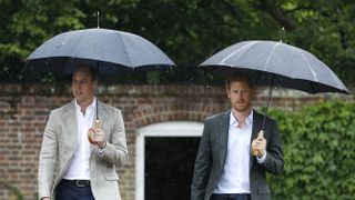 london, england august 30 l r , prince william, duke of cambridge and prince harry are seen during a visit to the sunken garden at kensington palace on august 30, 2017 in london, england the garden has been transformed into a white garden dedicated in the memory of princess diana, mother of the duke of cambridge and prince harry photo by kirsty wigglesworth wpa poolgetty images