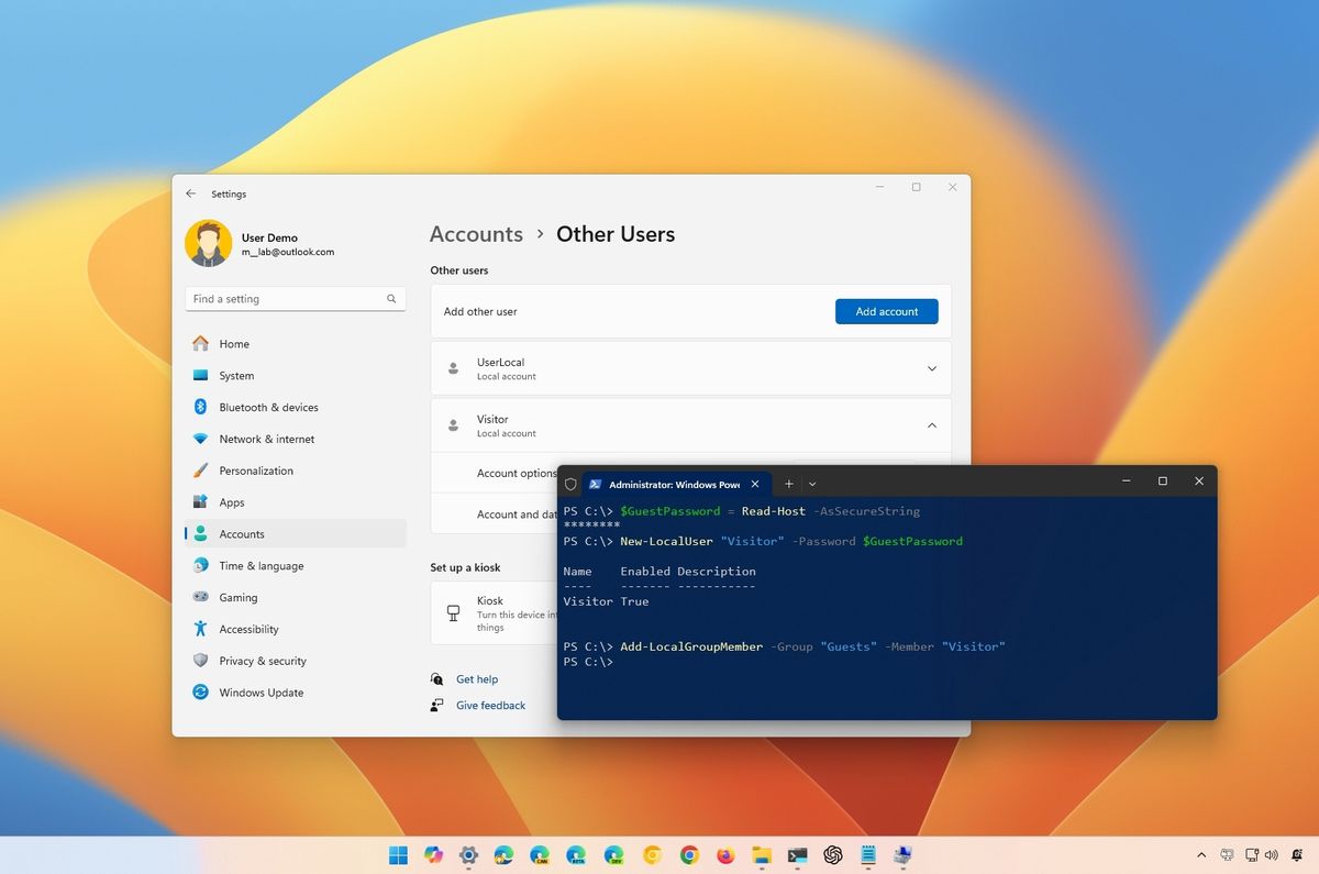 Windows 11 guest account setup