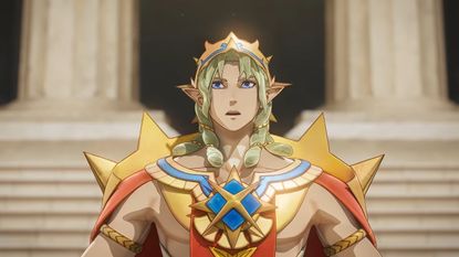 Fire Emblem: Fortune's Weave character in royal crown and gold robe