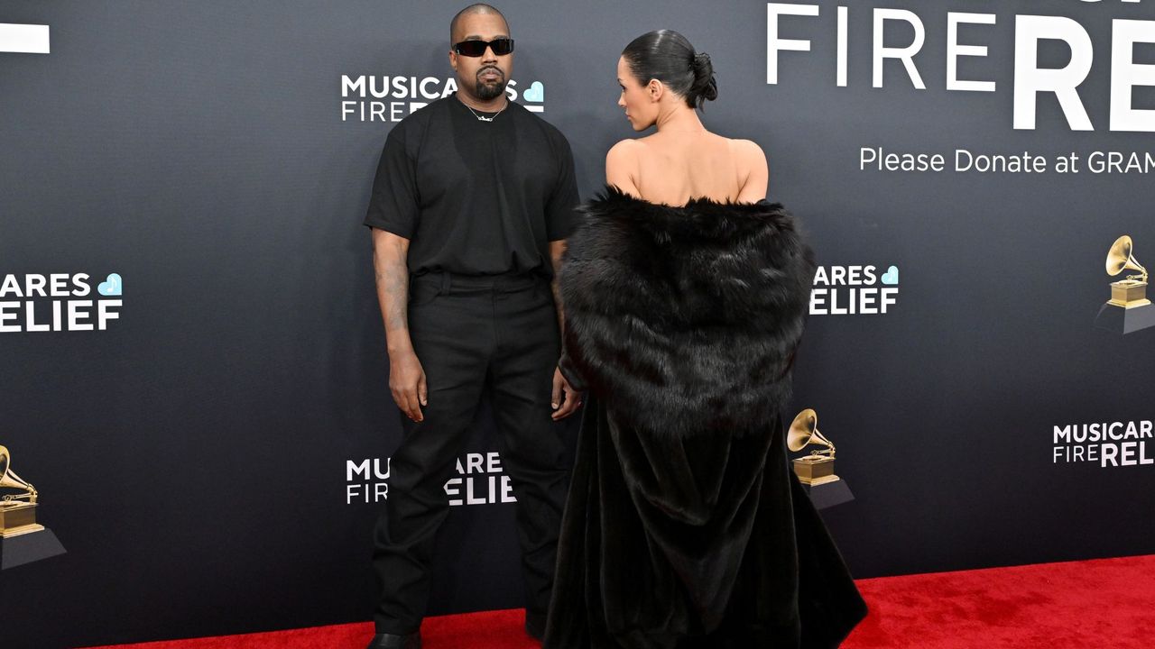 Bianca Censori and Kanye ‘Ye’ West on the red carpet at the 2025 Grammys