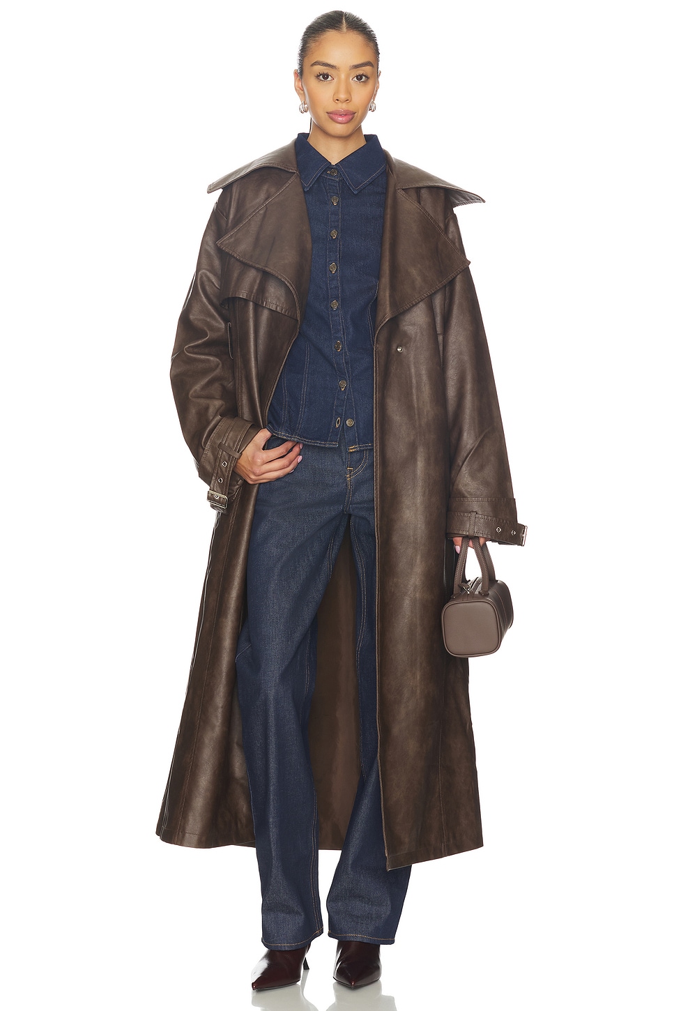 Astra Faux Leather Trench