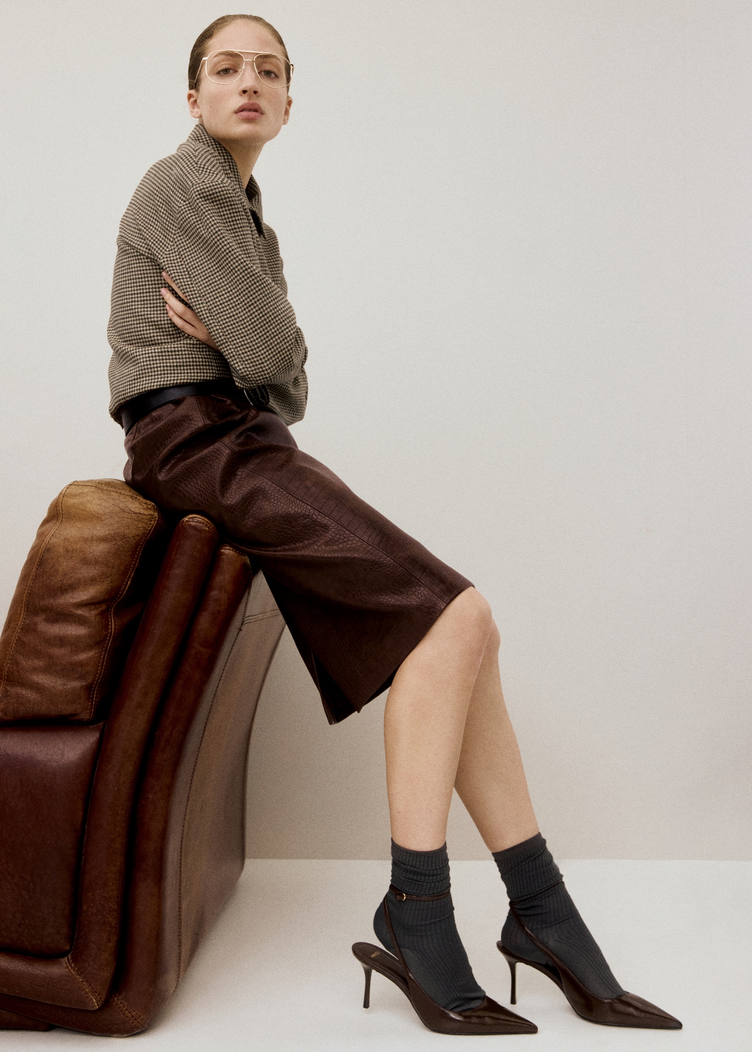 Croc-Effect Midi-Skirt - Women | Mango United Kingdom