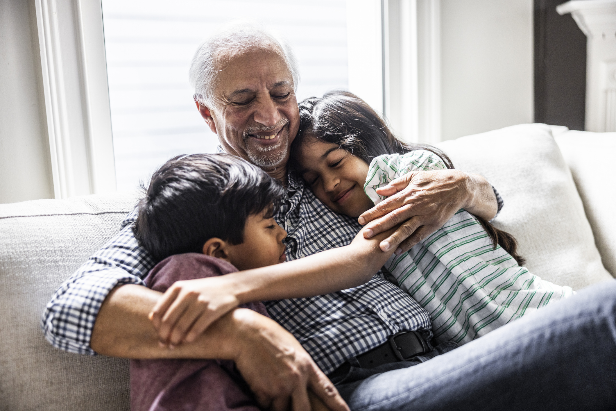 Grandfather and grandchildren