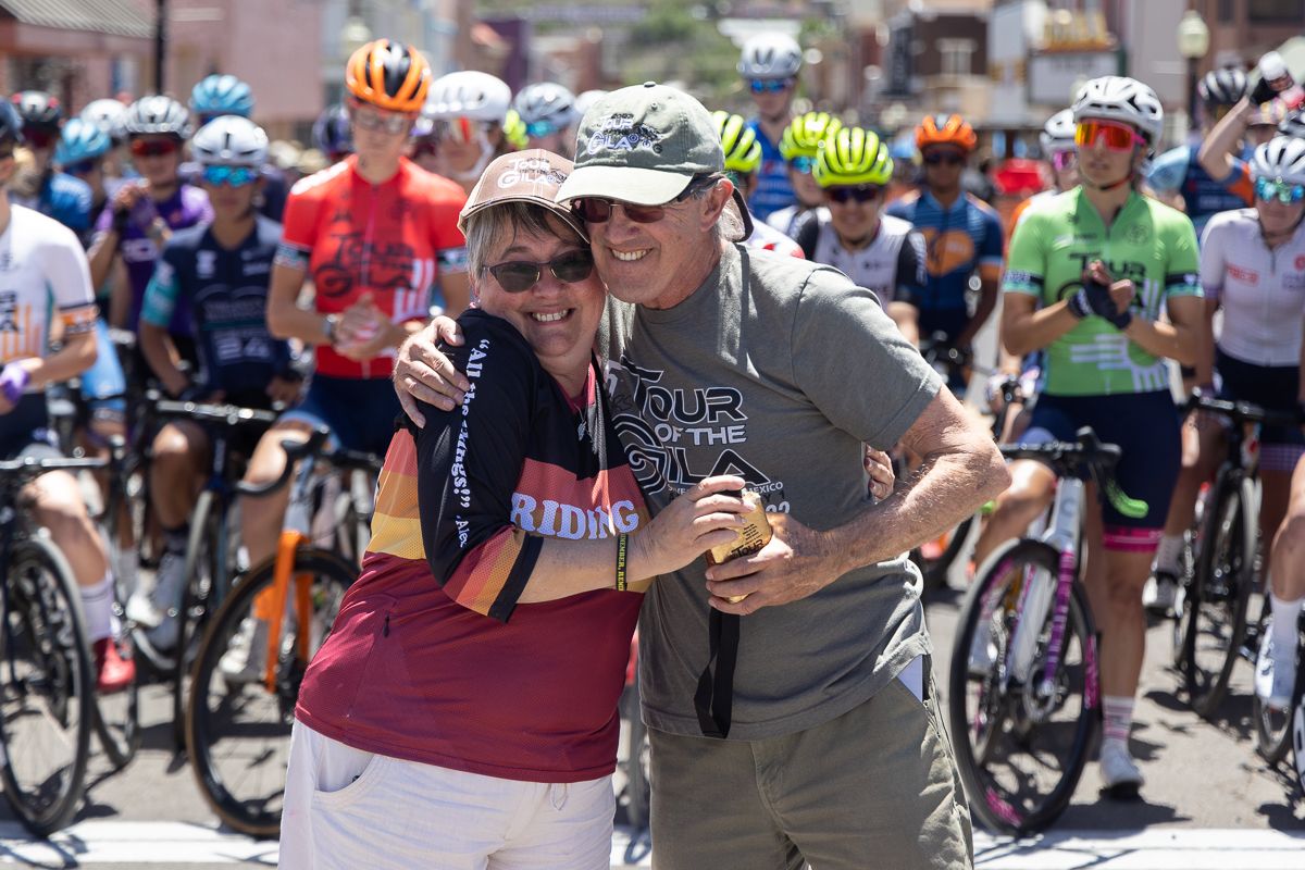 Race director Jack Brennan presented a Golden Cowbell to Martyn Pearson's mother. The race was named the Martin and Alex Tour of the Gila this year after Martyn and his partner Alex Olseon, owners of Gila Hike and Bike, were killed in an automobile crash in October of last year.