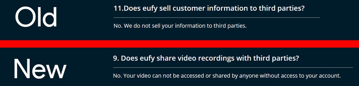 Changes made to the Eufy Privacy Policy in December 2022