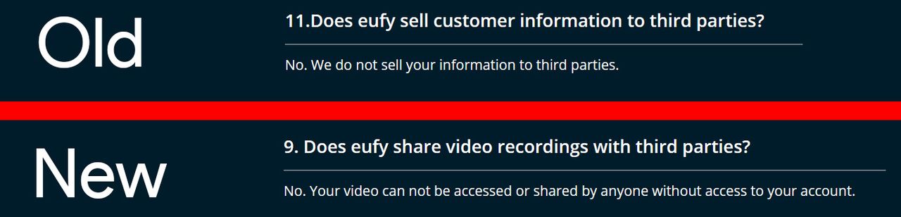 Changes made to the Eufy Privacy Policy in December 2022