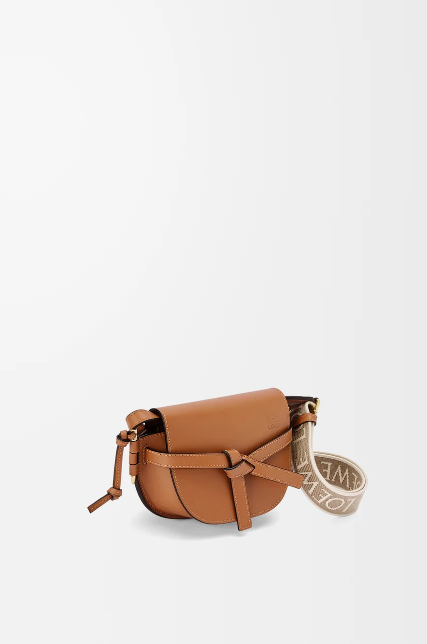 Mini Gate Dual Bag in Soft Calfskin and Jacquard