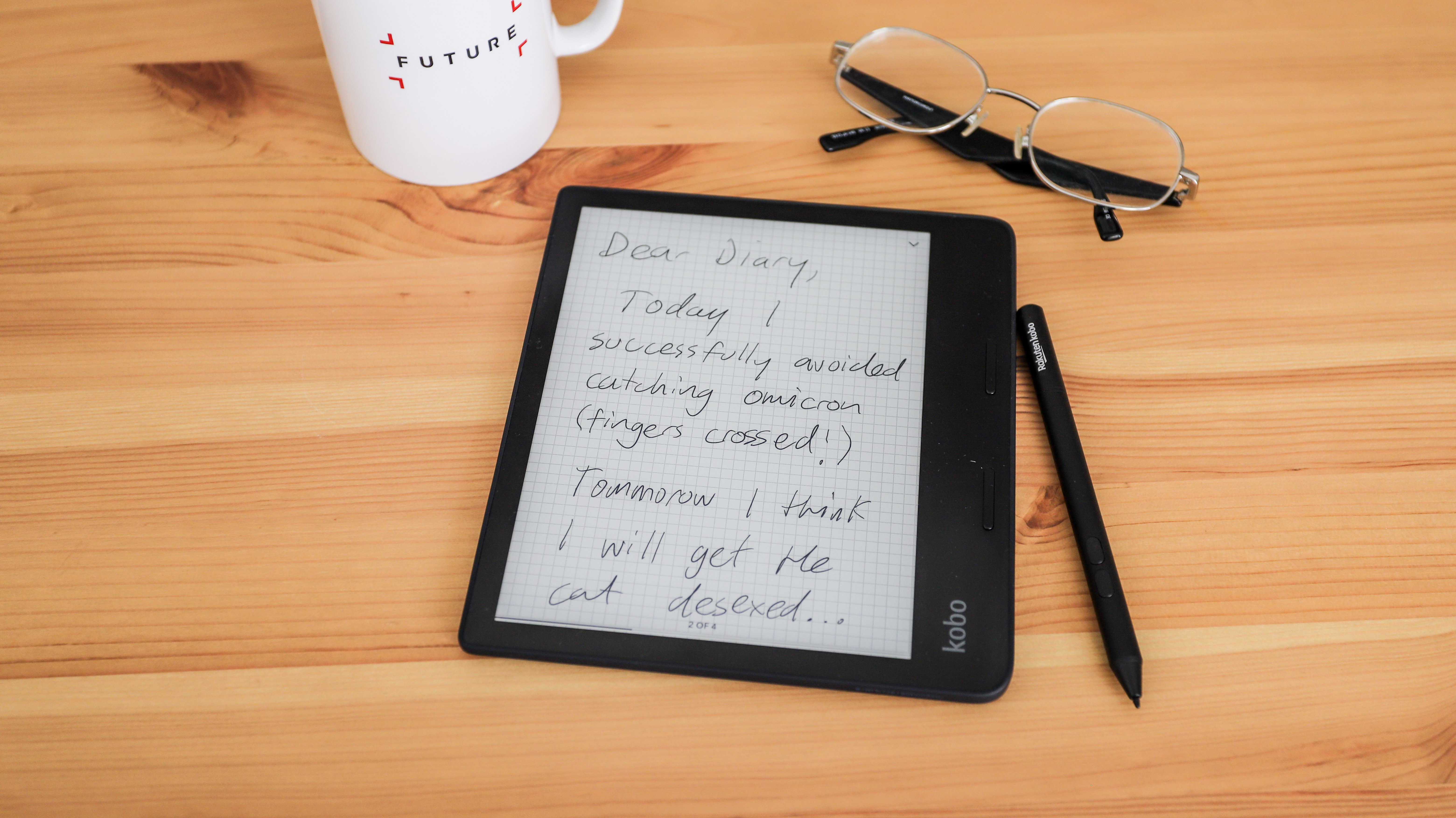 Notes app on the Kobo Sage