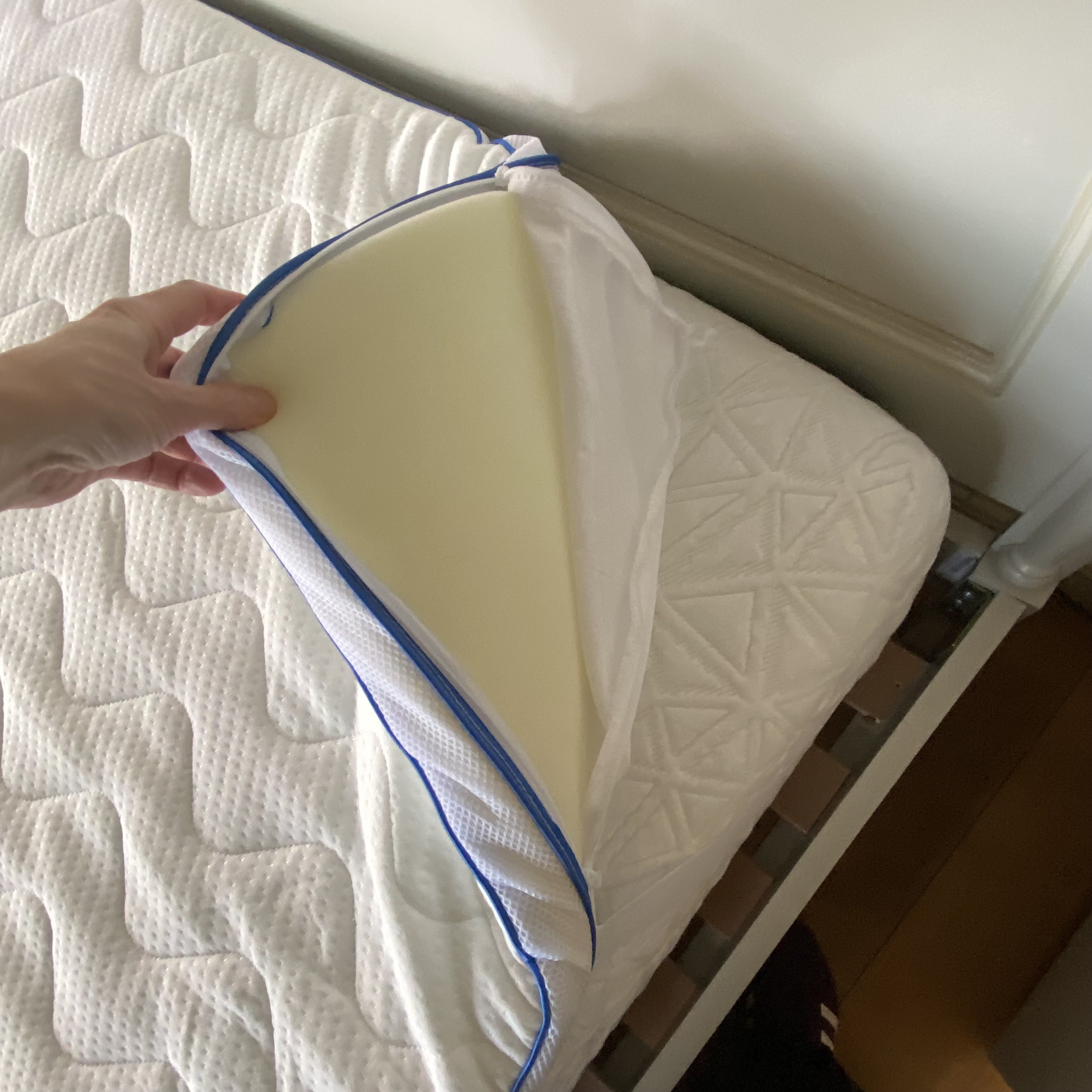 Slumberdown Memory Foam Gel Mattress Topper being tested at home