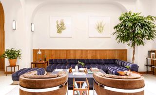 Wooden interior and sitting area at Tilden San Francisco, USA