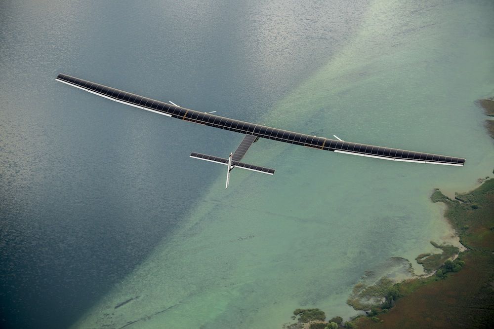 solar impulse 2 flies over water