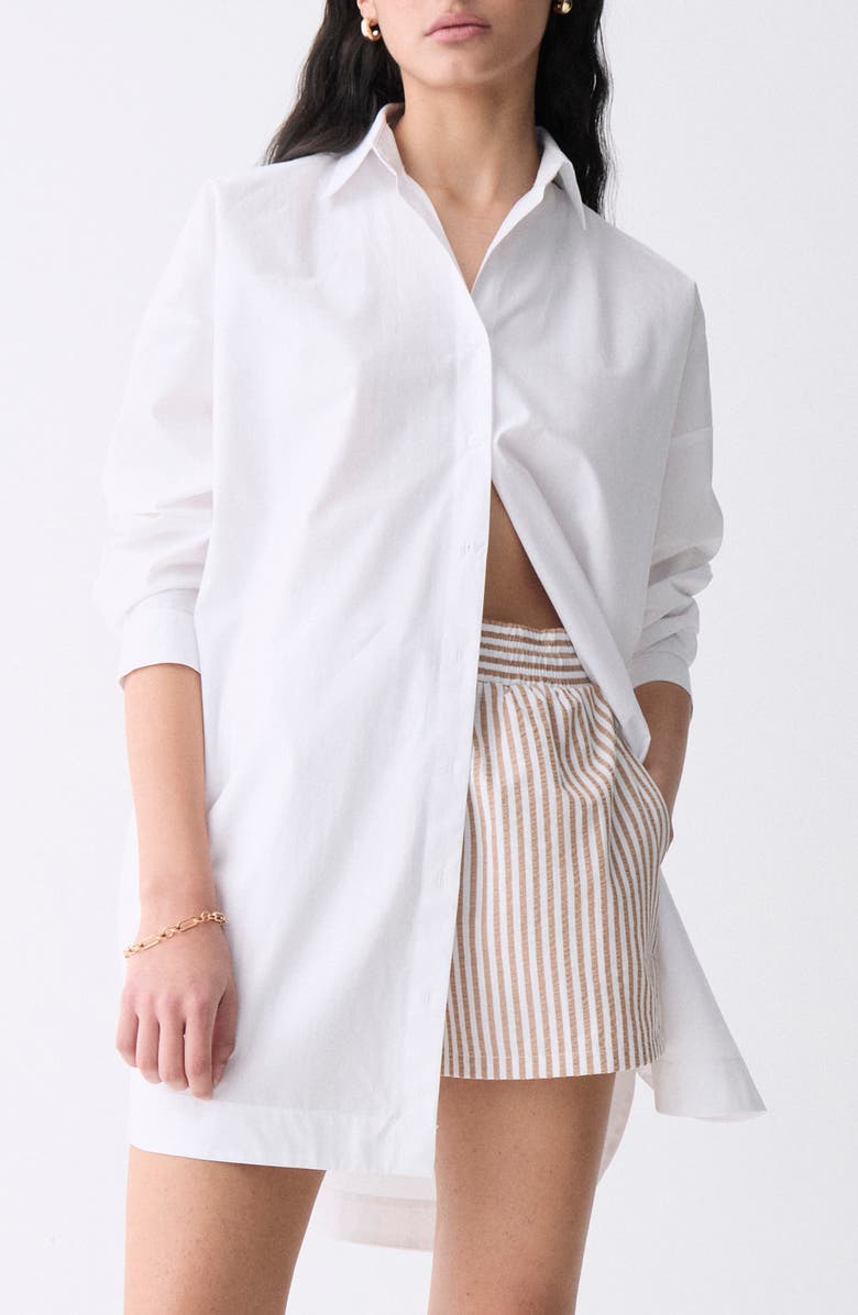 Viola Long Sleeve Poplin Mini Shirtdress