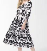 Poplin Balloon Sleeve Floral Midi Dress, $199 (£155) | Chico's