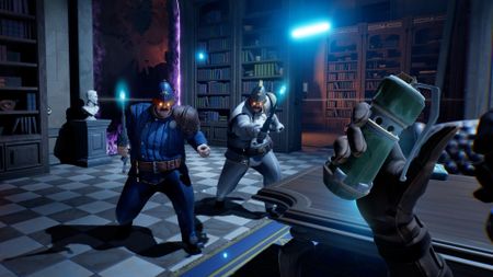 A Thick as Thieves screenshot showing players facing off against police officers.