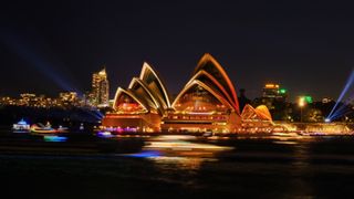 A night shot of the Sydney Opera House taken from the north shore of Sydney Harbour