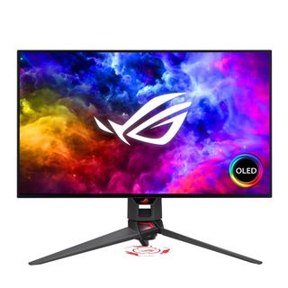 Images of the ASUS ROG Swift OLED (PG27AQDM) gaming monitor.