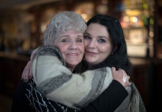 TV tonight: Searcher Lisa Phillips (right) and her found birth mother Sue (left) on their reunion day.