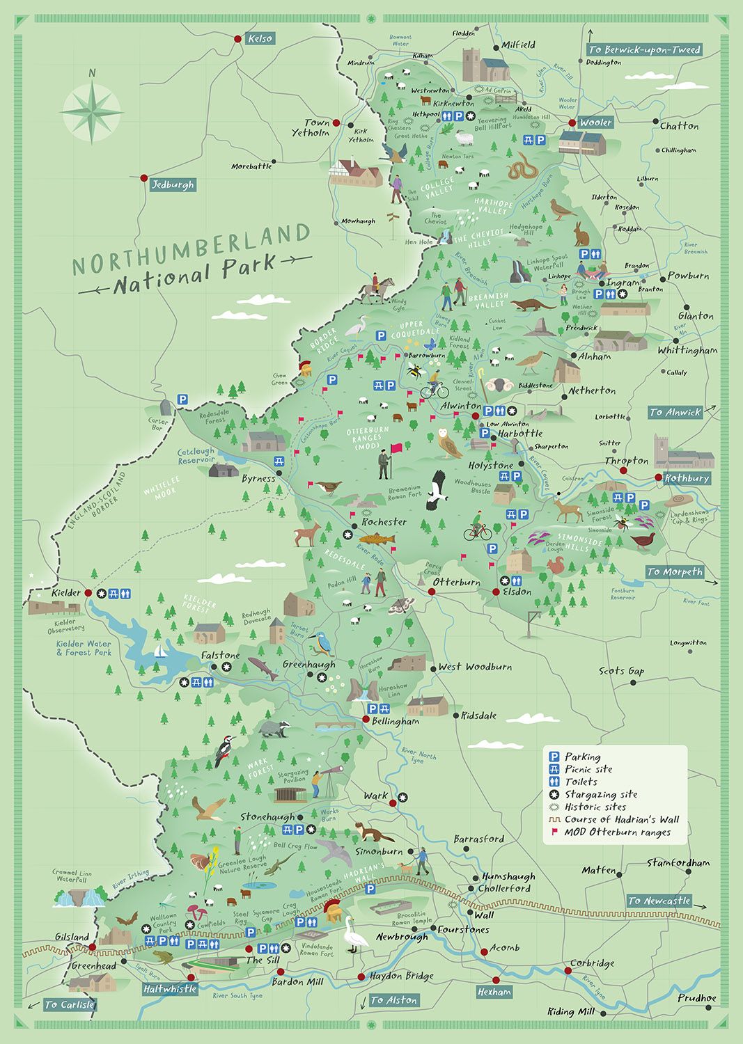 illustrated map of Northumbria