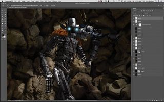 Photoshop screenshot shows robot in environment