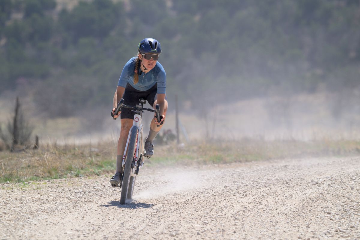Lauren Stephens rides to solo victory