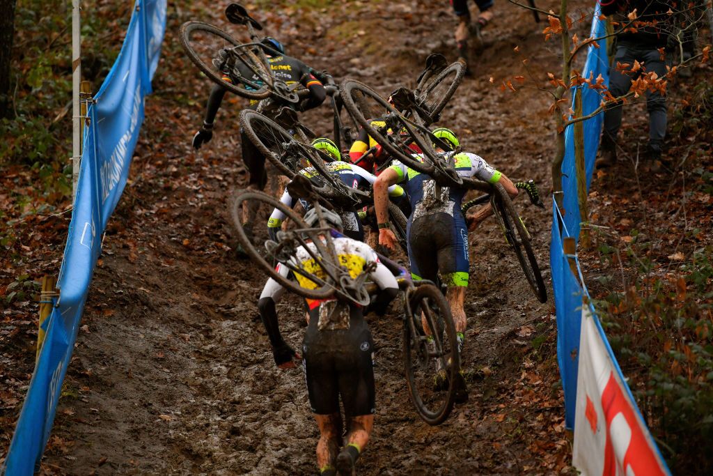 HERENTALS BELGIUM DECEMBER 23 Riders Mud Bike Detail view during the 37th Herentals Azencross 2020 Men Elite CX DVVTrofee Azencross on December 23 2020 in Herentals Belgium Photo by Luc ClaessenGetty Images