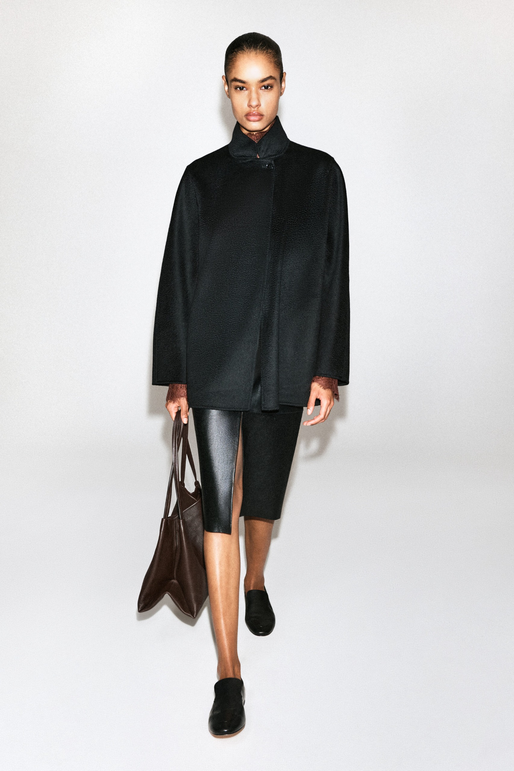 Double-Faced Cashmere Mock-Neck Jacket