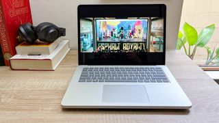 Microsoft Surface Laptop Studio 2 review unit on des playing I'm A Virgo