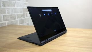 A photograph of the Acer Chromebook Spin 513 in stand mode