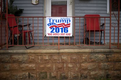 A Trump campaign sign.