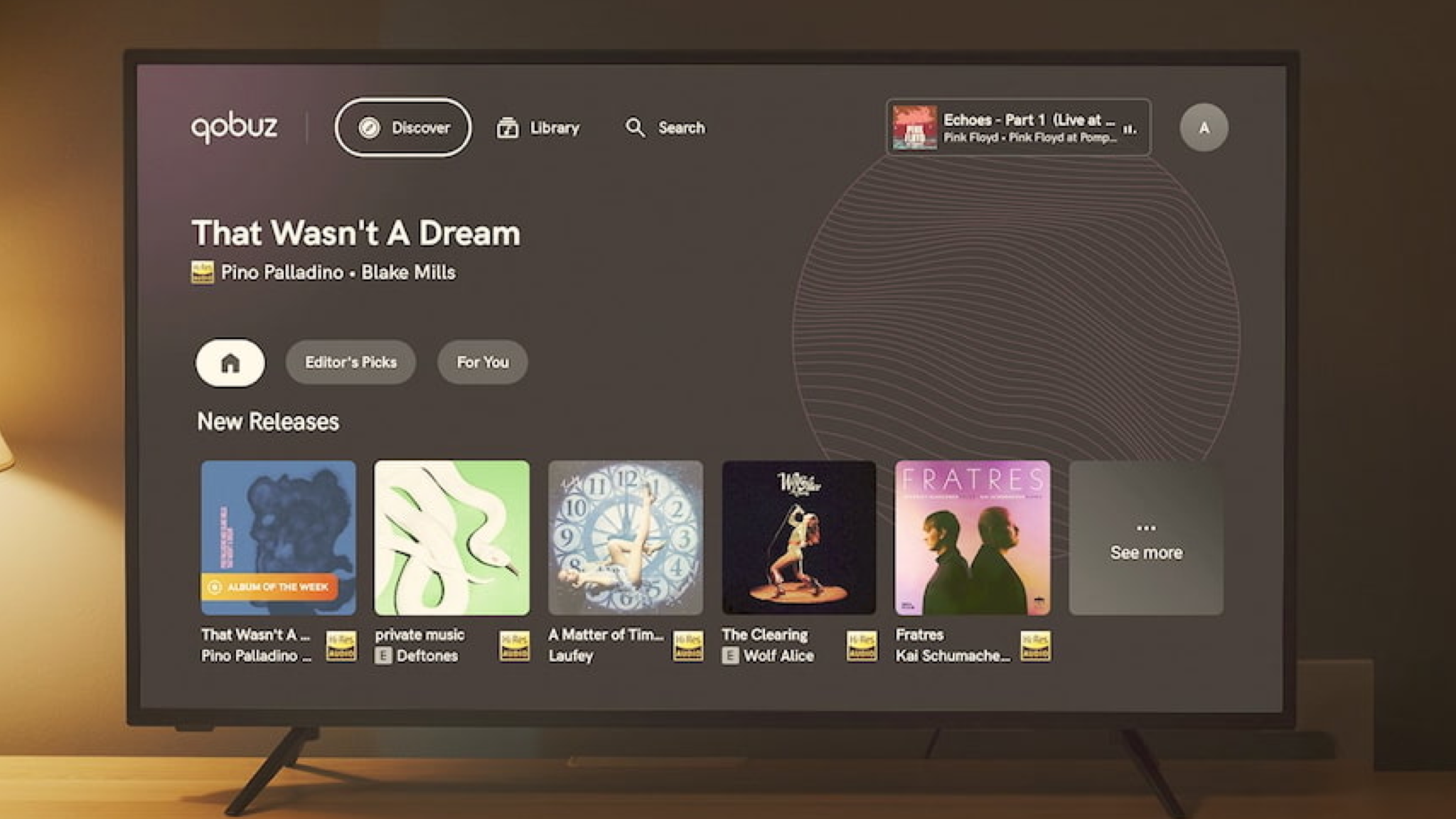 Android TV running the Qobuz app