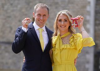 Jason Kenny and Laura Kenny with their honours at Windsor Castle