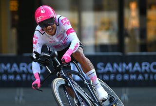 TIRANA ALBANIA MAY 10 Richard Carapaz of Ecuador and Team EF Education EasyPost close to crash during the 108th Giro dItalia 2025 Stage 2 a 137km individual time trial stage from Tirana to Tirana UCIWT on May 10 2025 in Tirana Albania Photo by Tim de WaeleGetty Images