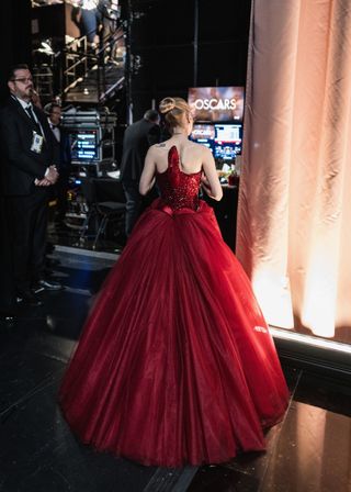 Ariana Grande seen backstage at the 97th Annual Oscars at Dolby Theatre