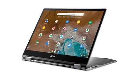 A photograph of the Acer Chromebook Spin 713 in presentation mode